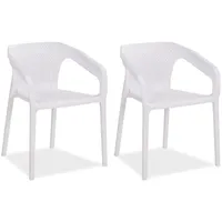 Homestyle4u Gartenstuhl 2er Set, in Weiß, Kunststoff, 110x75x54 cm,