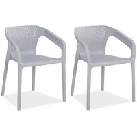 Homestyle4u Gartenstuhl 2er Set in Grau, Kunststoff 110x75x54 cm,