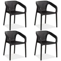 Homestyle4u Gartenstuhl 4er Set, in Schwarz, Kunststoff, 220x75x54 cm,