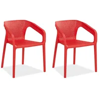 Homestyle4u Gartenstuhl 2er Set in Rot, Kunststoff 110x75x54 cm,