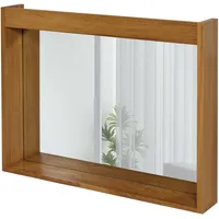 Mendler Teak-Wandspiegel HWC-M75, Badspiegel, Holzrahmen, hochwertiges B-Grade-Teak (Kernholz, 20-30