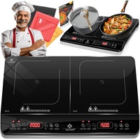 Kesser KESSER® Induktionskochplatte Induktionskochfeld Tragbare Kochplatte + 3x Mikrofasertuch