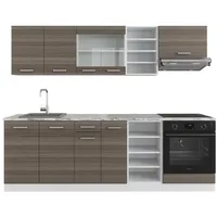 Vicco Küchenzeile R-Line 240 cm Edelgrau/Weiß