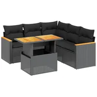 VidaXL 6-tlg. Garten-Sofagarnitur mit Kissen Schwarz Poly Rattan -