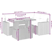 VidaXL 5-tlg. Garten-Sofagarnitur mit Kissen Schwarz Poly Rattan