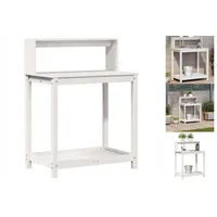 VidaXL Pflanztisch mit Ablagen Weiß 82,5x50x109,5 cm Massivholz Kiefer