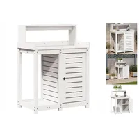 VidaXL Pflanztisch mit Ablagen Weiß 82,5x50x109,5 cm Massivholz Kiefer