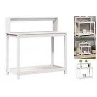 VidaXL Pflanztisch mit Ablagen Weiß 108x50x109,5 cm Massivholz Kiefer