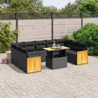 VidaXL Garten-Sofagarnitur 10-tlg. Loungeset schwarz