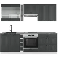 Vicco Küchenzeile Fame-Line 235 cm Anthrazit Landhaus/Weiß