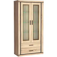 99rooms Safari Vitrine II Sonoma Eiche mit LED-Beleuchtung