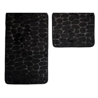 COFI Almina Premium Schwarz 2 teiliges Bademattenset