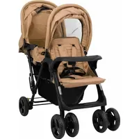 VidaXL Tandem-Zwillingskinderwagen Taupe Schwarz