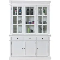 VCM ebuy24 Amaretta 3-Türige Vitrinenschrank antik Weiß antik patinert.