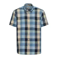 CAMEL ACTIVE Karohemd aus Leinenmix Blau-Beige, Menswear-L