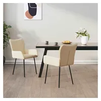 VidaXL Esszimmerstuhl Creme Polyester 2er Set