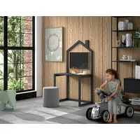 Vipack DALLAS Kinderschreibtisch mit Haus-Optik aus massiver Kiefer, Anthrazit