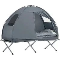 SoBuy 4in1-Zelt mit Campingliege Metall Oxford-Nylon Grau OGS32-HG