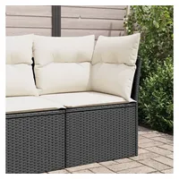 VidaXL Garten-Ecksofa mit Kissen Schwarz Poly Rattan