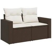 VidaXL Gartensofa mit Kissen 2-Sitzer Braun Poly Rattan