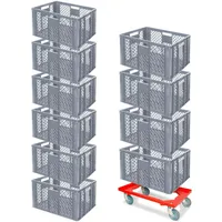 BRB-Lagertechnik BRB 10 Euroboxen, 600x400x320 mm, lebensmittelecht, grau +