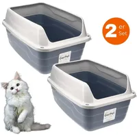 GarPet 2er Set Katzenklo Hoher Rand Extra hohe Katzentoilette