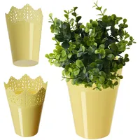 Kadax Spitzen-Blumentopf aus Kunststoff, 14.5 cm, Hoch, Gelb
