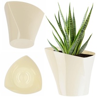 Kadax Blumentopf, Übertopf, Pflanztopf aus Kunststoff, 15 cm, Creme