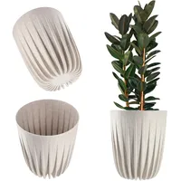 Kadax Blumentopf aus Kunststoff mit Naturmaterialien, 14.5 cm, Weiß