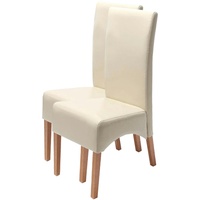 Mendler 2er-Set Esszimmerstuhl Küchenstuhl Stuhl Latina, LEDER ~ creme,