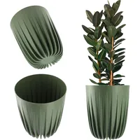 Kadax Blumentopf aus Kunststoff mit Naturmaterialien, 14.5 cm, Dunkelgrün