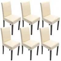 Mendler 6er-Set Esszimmerstuhl Stuhl Küchenstuhl Littau Leder, creme, dunkle