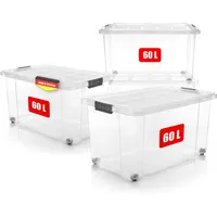 BigDean 4 Stück 60 L Aufbewahrungsbox mit Deckel groß