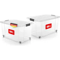BigDean 2 Stück 60 L Aufbewahrungsbox mit Deckel groß