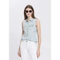 Arizona Jeansbluse ARIZONA, Damen, Gr. 44, blau (bleached), Jeans,