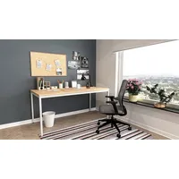 Furni24 Schreibtisch-Stahl 160x80x75cm, Eiche, TÜV/GS-Einfache Montage, Arbeitstisch, Bürotisch, Küchentisch,