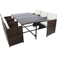 VCM 9-tlg Sitzgruppe Gartenmöbel Set Rattan Raloso