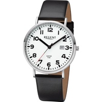 REGENT Herren Armbanduhr BA-796 Leder - Schwarz/Weiß