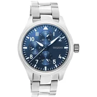 Oozoo Timepieces Herren Edelstahl Glieder-Armband - Variante: silver/blue -