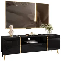 Lookway Lowboard ONYX TV-Schrank auf goldenen Beinen Hochglanz 158