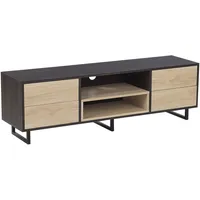 Beliani TV-Möbel Braun Holzfarbton Sonoma-Eiche 4 Schubladen 2 Regale