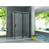 Aloni Duschkabine Schiebetür schwarz matt 8mm 80x120x195cm