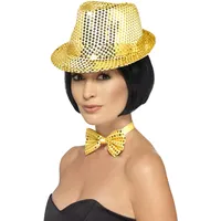 Smiffy’s Smiffys Pailletten Trilby Hut, Gold