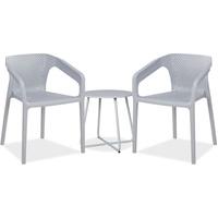 Homestyle4u Gartenmöbel-Set Grau, Kunststoff, Metall, Gartenmöbel Set 3-tlg in