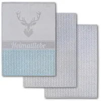 Dyckhoff Geschirrtücher Heimatliebe grau 50,0 x 70,0 cm, 3