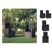 VidaXL Gartensessel mit Kissen 2 Stk. Verstellbar Schwarz Poly