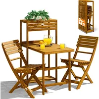 CASARIA Balkonmöbel Set 2 Personen Wetterfest Klappbar Holz FSC®-zertifiziert