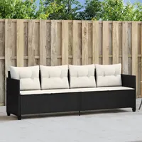 VidaXL Sonnenliege mit Kissen Schwarz Poly Rattan