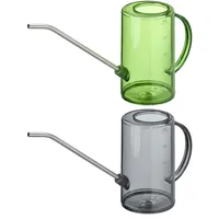 Relaxdays Gießkanne Zimmerpflanzen, 2er Set, 1 l, Kunststoff, Edelstahl,