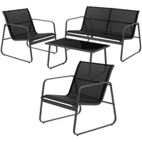 ML-Design Gartenmöbel Set 4-tlg, Schwarz, aus Stahl und 2